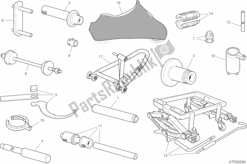 Todas as partes de 01b - Ferramentas De Serviço De Oficina do Ducati Diavel Diesel USA 1200 2017